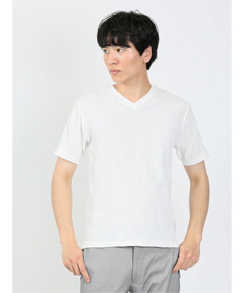リンクスジャガードコンビTシャツ 半袖