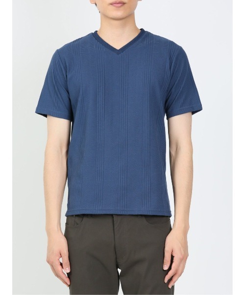 TAKA-Q(タカキュー)の「タカキュー リンクスジャガード Vネック半袖Tシャツ(Tシャツ/カットソー・メンズ・ホワイト/ブルー/ブラック・X-LARGE/MEDIUM/LARGE)」の17枚目の写真