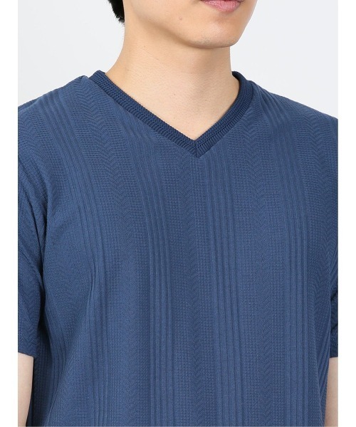 TAKA-Q(タカキュー)の「タカキュー リンクスジャガード Vネック半袖Tシャツ(Tシャツ/カットソー・メンズ・ホワイト/ブルー/ブラック・X-LARGE/MEDIUM/LARGE)」の22枚目の写真