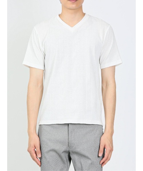 TAKA-Q(タカキュー)の「タカキュー リンクスジャガード Vネック半袖Tシャツ(Tシャツ/カットソー・メンズ・ホワイト/ブルー/ブラック・X-LARGE/MEDIUM/LARGE)」の19枚目の写真