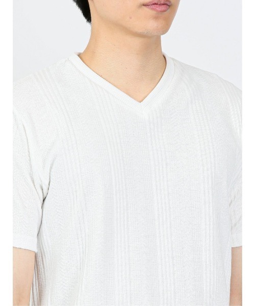 TAKA-Q(タカキュー)の「タカキュー リンクスジャガード Vネック半袖Tシャツ(Tシャツ/カットソー・メンズ・ホワイト/ブルー/ブラック・X-LARGE/MEDIUM/LARGE)」の11枚目の写真