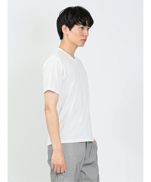 TAKA-Q(タカキュー)の「タカキュー リンクスジャガード Vネック半袖Tシャツ(Tシャツ/カットソー・メンズ・ホワイト/ブルー/ブラック・X-LARGE/MEDIUM/LARGE)」の20枚目の写真