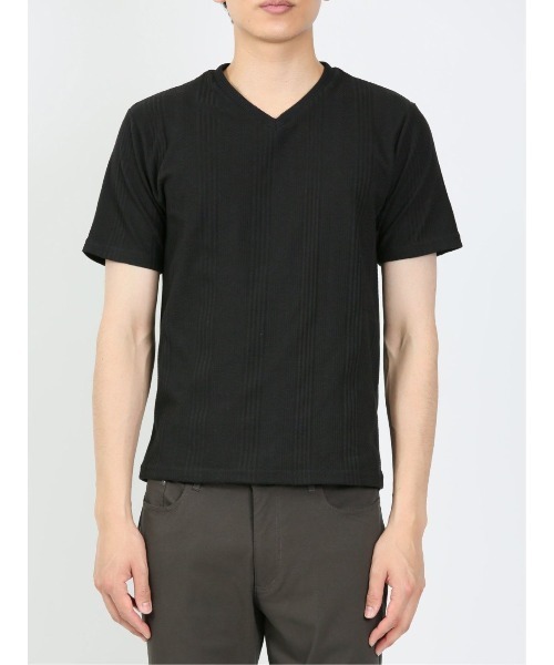 TAKA-Q(タカキュー)の「タカキュー リンクスジャガード Vネック半袖Tシャツ(Tシャツ/カットソー・メンズ・ホワイト/ブルー/ブラック・X-LARGE/MEDIUM/LARGE)」の10枚目の写真