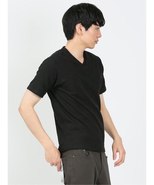 TAKA-Q(タカキュー)の「タカキュー リンクスジャガード Vネック半袖Tシャツ(Tシャツ/カットソー・メンズ・ホワイト/ブルー/ブラック・X-LARGE/MEDIUM/LARGE)」の9枚目の写真