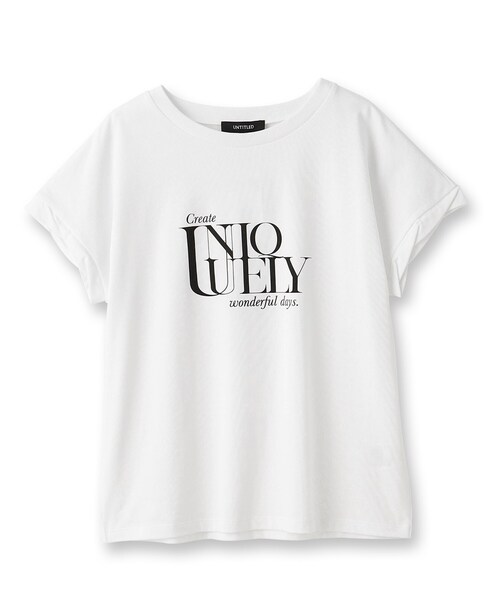 UNTITLED（アンタイトル）の「◆【きれいめにも、カジュアルにも】ランダムロゴTシャツ（Tシャツ/カットソー・レディース・ホワイト系8/ホワイト系3/グレー系その他・00/48/44/50/04/02）」の4枚目の写真