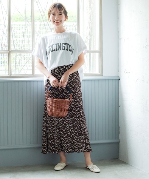 coca(coca)(コカ)の「楊柳プリーツ花柄マーメイドスカート(スカート・レディース・ブラック/ブラウン・M/L)」の3枚目の写真