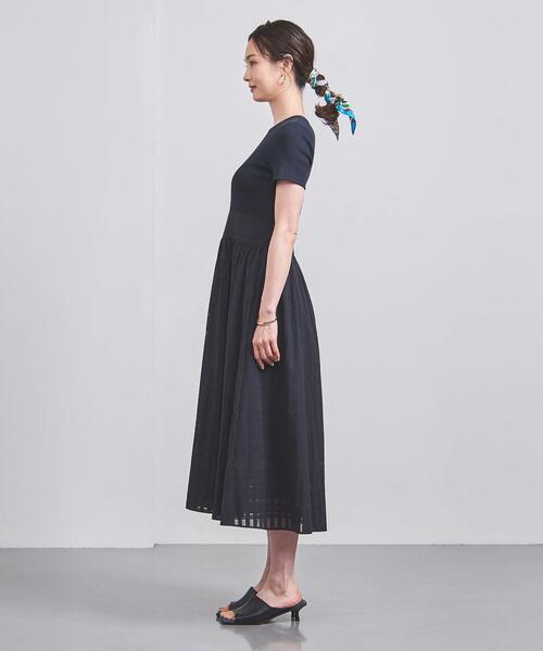 UNITED ARROWS V ネック フィット＆フレア チェックワンピース UNITED ARROWS（ユナイテッドアローズ）の「V ネック フィット