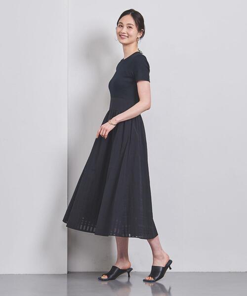 UNITED ARROWS V ネック フィット＆フレア チェックワンピース UNITED ARROWS（ユナイテッドアローズ）の「V ネック フィット