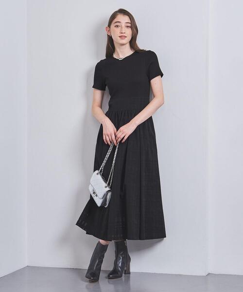 UNITED ARROWS V ネック フィット＆フレア チェックワンピース UNITED ARROWS（ユナイテッドアローズ）の「V ネック フィット