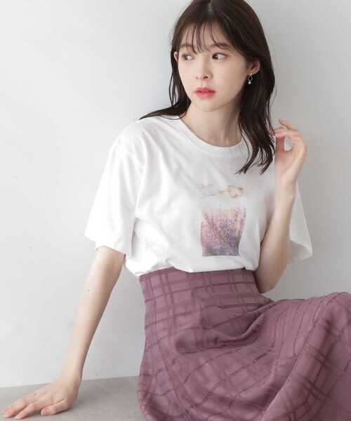 EDIT COLOGNE(エディットコロン)の「<E>フォトプリントTシャツ(Tシャツ/カットソー・レディース・ホワイト・FREE)」の5枚目の写真