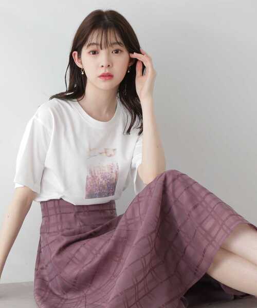 EDIT COLOGNE(エディットコロン)の「<E>フォトプリントTシャツ(Tシャツ/カットソー・レディース・ホワイト・FREE)」の6枚目の写真