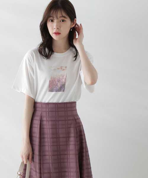 EDIT COLOGNE(エディットコロン)の「<E>フォトプリントTシャツ(Tシャツ/カットソー・レディース・ホワイト・FREE)」の3枚目の写真