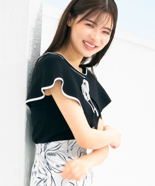 MISCH MASCH(ミッシュマッシュ)の「■2023春夏新作■配色ビッグ衿ニット/MM318332(ニット/セーター・レディース・レッド/ブラック/グリーン/ホワイト・M)」の11枚目の写真