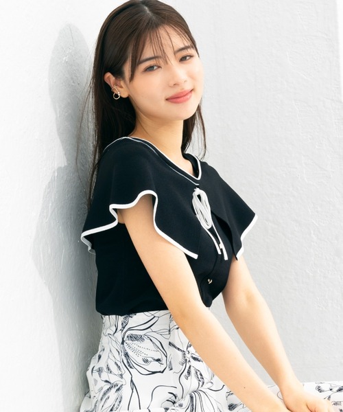 MISCH MASCH(ミッシュマッシュ)の「■2023春夏新作■配色ビッグ衿ニット/MM318332(ニット/セーター・レディース・レッド/ブラック/グリーン/ホワイト・M)」の13枚目の写真