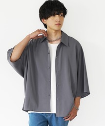 MinoriTY | 【MinoriTY】とろみ素材ドルマンスリーブ半袖シャツ オーバーサイズ メンズ 無地 夏服(シャツ/ブラウス)