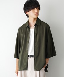 【MinoriTY】とろみ素材ドルマンスリーブ半袖シャツ オーバーサイズ メンズ 無地 夏服