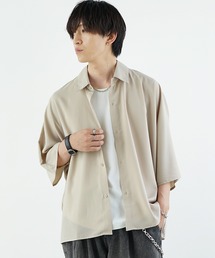 【MinoriTY】とろみ素材ドルマンスリーブ半袖シャツ オーバーサイズ メンズ 無地 夏服