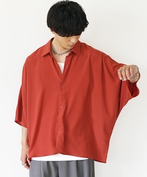 【MinoriTY】とろみ素材ドルマンスリーブ半袖シャツ オーバーサイズ メンズ 無地 夏服