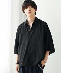 【MinoriTY】とろみ素材ドルマンスリーブ半袖シャツ オーバーサイズ メンズ 無地 夏服