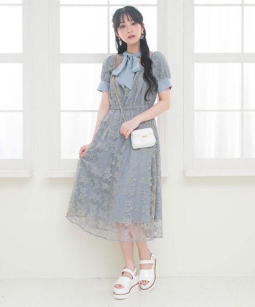 Newlyme(ニューリーミー)の「総レースリボン半袖ワンピース(ワンピース・レディース・ブラック/ブルー/ホワイト・MEDIUM/XX-LARGE/X-LARGE/LARGE)」の15枚目の写真