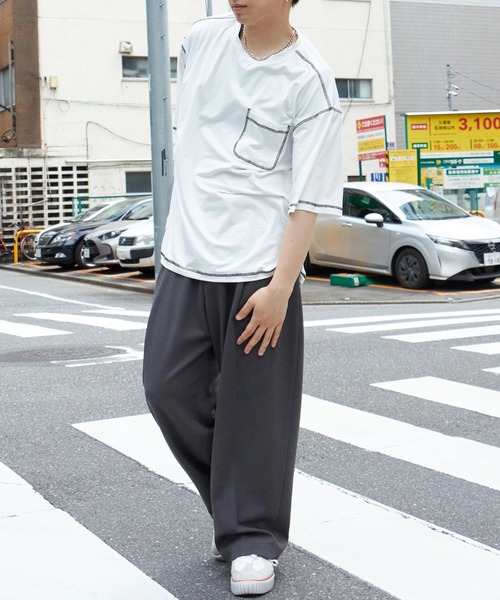 NO NEED（ノーニード）の「ハイショクステッチＢＩＧＴシャツ（Tシャツ/カットソー・メンズ・ブラック/ホワイト・ﾌﾘ-）」の5枚目の写真