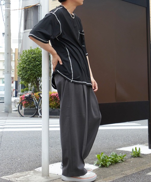 NO NEED（ノーニード）の「ハイショクステッチＢＩＧＴシャツ（Tシャツ/カットソー・メンズ・ブラック/ホワイト・ﾌﾘ-）」の9枚目の写真