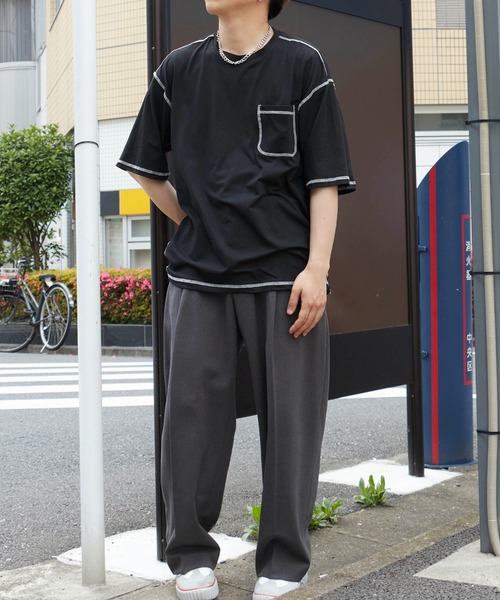 NO NEED（ノーニード）の「ハイショクステッチＢＩＧＴシャツ（Tシャツ/カットソー・メンズ・ブラック/ホワイト・ﾌﾘ-）」の8枚目の写真