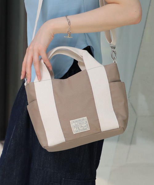 SETUP7（セットアップセブン）の「【SETUP7】chou-porteコットンツイル2WAYショルダー＆ミニトートバッグ YMX（トートバッグ・レディース・ライトグレー/ブラック/ターコイズブルー・FREE）」の3枚目の写真