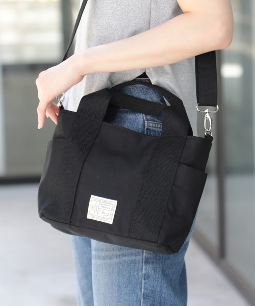 SETUP7（セットアップセブン）の「【SETUP7】chou-porteコットンツイル2WAYショルダー＆ミニトートバッグ YMX（トートバッグ・レディース・ライトグレー/ブラック/ターコイズブルー・FREE）」の2枚目の写真