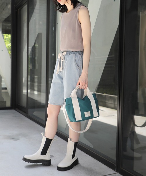 SETUP7（セットアップセブン）の「【SETUP7】chou-porteコットンツイル2WAYショルダー＆ミニトートバッグ YMX（トートバッグ・レディース・ライトグレー/ブラック/ターコイズブルー・FREE）」の5枚目の写真