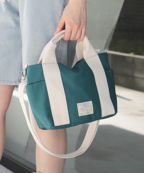 SETUP7（セットアップセブン）の「【SETUP7】chou-porteコットンツイル2WAYショルダー＆ミニトートバッグ YMX（トートバッグ・レディース・ライトグレー/ブラック/ターコイズブルー・FREE）」の6枚目の写真