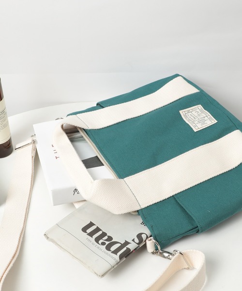 SETUP7（セットアップセブン）の「【SETUP7】chou-porteコットンツイル2WAYショルダー＆ミニトートバッグ YMX（トートバッグ・レディース・ライトグレー/ブラック/ターコイズブルー・FREE）」の4枚目の写真