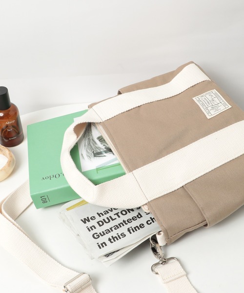 SETUP7（セットアップセブン）の「【SETUP7】chou-porteコットンツイル2WAYショルダー＆ミニトートバッグ YMX（トートバッグ・レディース・ライトグレー/ブラック/ターコイズブルー・FREE）」の7枚目の写真