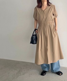 210nouve | 2WAYジップアップギャザーワンピース(シャツワンピース)