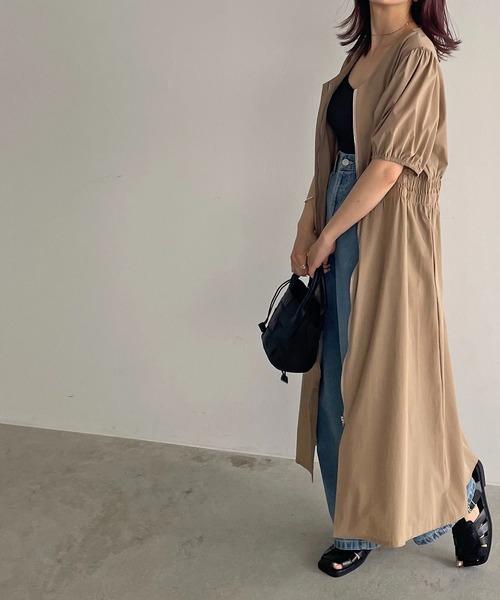 210nouve（トゥージュヌーブ）の「2WAYジップアップギャザーワンピース（シャツワンピース・レディース・ブラック/ベージュ・FREE）」の5枚目の写真