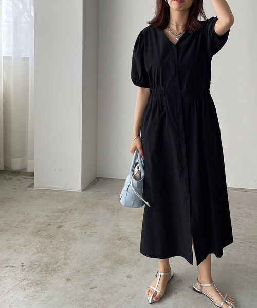 210nouve（トゥージュヌーブ）の「2WAYジップアップギャザーワンピース（シャツワンピース・レディース・ブラック/ベージュ・FREE）」の18枚目の写真