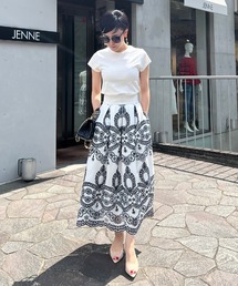 タグ付き　JENNE ジェンヌ　ロングスカート 花柄　ブラック　華やか　夏　素敵 スカート JENNEラグジュアリーフラワースカート : ZOZOTOWN