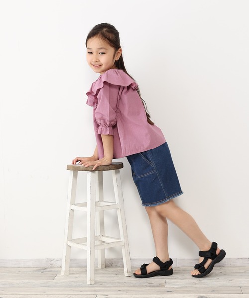 ikka（イッカ）の「7分袖フリル襟ブラウス（120~160cm）（シャツ/ブラウス・キッズ・ピンク系その他/ネイビー・120/130/140/150/160）」の7枚目の写真