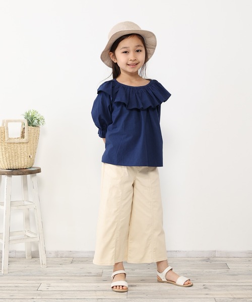 ikka（イッカ）の「7分袖フリル襟ブラウス（120~160cm）（シャツ/ブラウス・キッズ・ピンク系その他/ネイビー・120/130/140/150/160）」の3枚目の写真