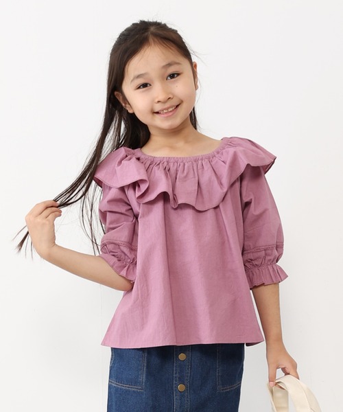 ikka（イッカ）の「7分袖フリル襟ブラウス（120~160cm）（シャツ/ブラウス・キッズ・ピンク系その他/ネイビー・120/130/140/150/160）」の6枚目の写真