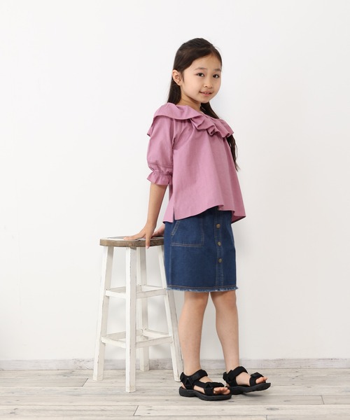 ikka（イッカ）の「7分袖フリル襟ブラウス（120~160cm）（シャツ/ブラウス・キッズ・ピンク系その他/ネイビー・120/130/140/150/160）」の8枚目の写真