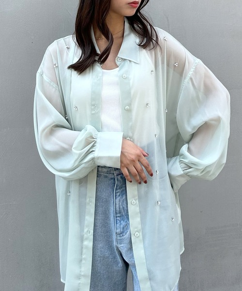 INGNI(イング)の「装飾付ラメシアーシャツ(シャツ/ブラウス・レディース・アイボリー/ピンク/ミント・M)」の11枚目の写真