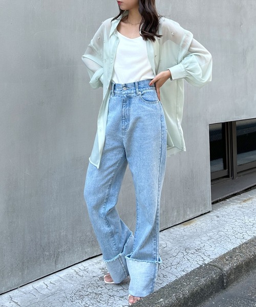 INGNI(イング)の「装飾付ラメシアーシャツ(シャツ/ブラウス・レディース・アイボリー/ピンク/ミント・M)」の15枚目の写真