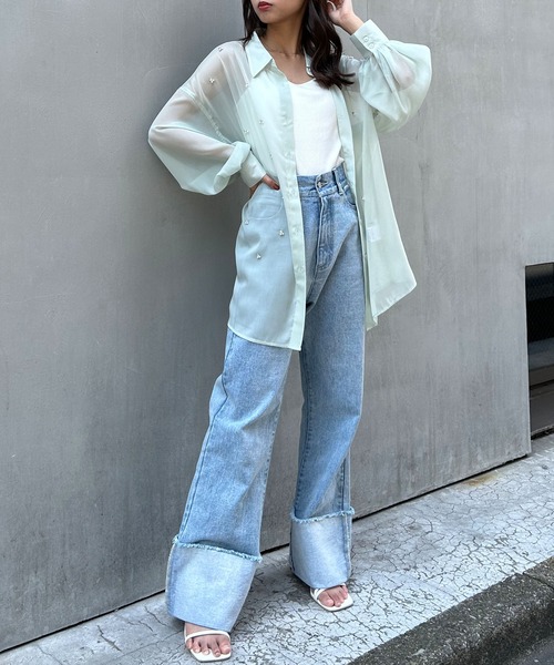 INGNI(イング)の「装飾付ラメシアーシャツ(シャツ/ブラウス・レディース・アイボリー/ピンク/ミント・M)」の17枚目の写真