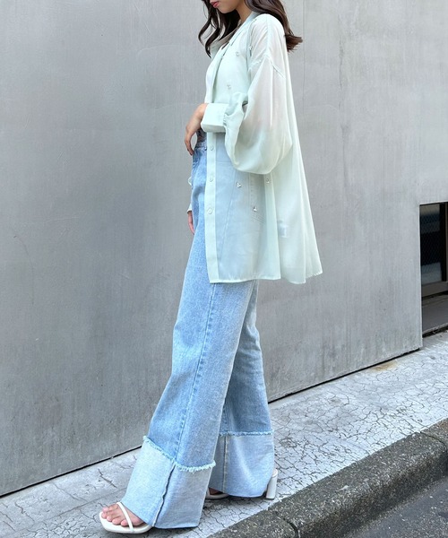 INGNI(イング)の「装飾付ラメシアーシャツ(シャツ/ブラウス・レディース・アイボリー/ピンク/ミント・M)」の18枚目の写真