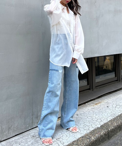 INGNI(イング)の「装飾付ラメシアーシャツ(シャツ/ブラウス・レディース・アイボリー/ピンク/ミント・M)」の8枚目の写真