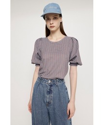VOLUME SLEEVE CHECK TOPS ボリュームスリーブ チェック トップス