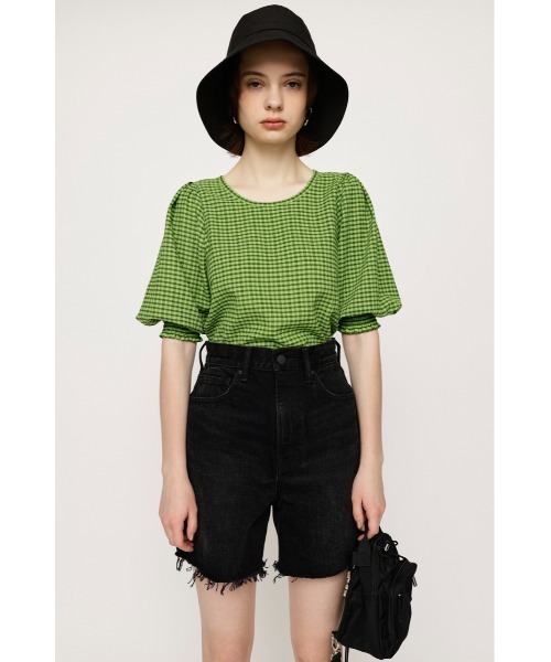 SLY（スライ）の「VOLUME SLEEVE CHECK TOPS ボリュームスリーブ チェック トップス（シャツ/ブラウス・レディース・オレンジ系その他/ブラック/グリーン系その他2・FREE）」の9枚目の写真