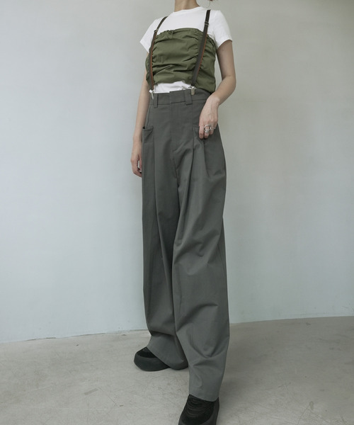 Unknown クラシック レザー×キャンバス ブレイシーズ サスペンダー BRACES /ブレイシーズ