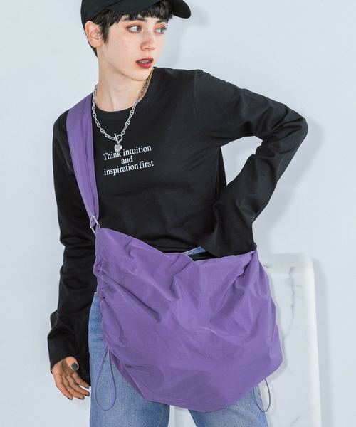 PAGEBOY(ページボーイ)の「ナイロンドロストショルダー(ショルダーバッグ・レディース・オフホワイト/ブラック/ライム/パープル・FREE)」の6枚目の写真